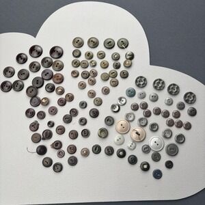 Vintage Two Hole Button Lot Green Brown Grey Mixed Sizes Crafting